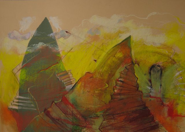 Canyon Land oczekiwanie, 2006, pastel, 100x70
