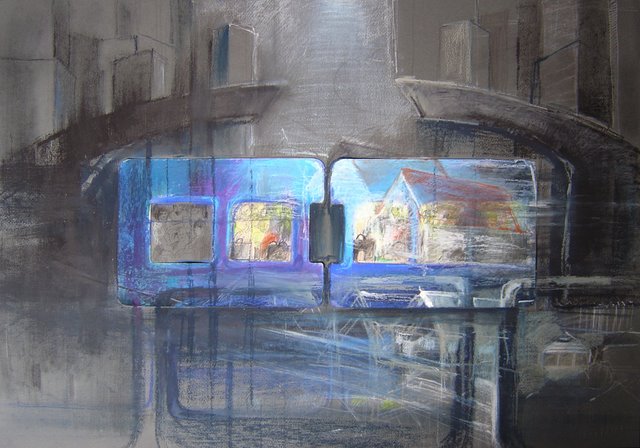 Droga do pracy, 2006, pastel, 100x70