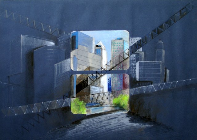 Dwa brzegi, 2006, pastel, 70x50