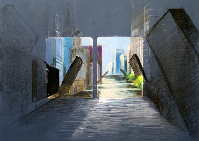 Gościnna rzeka, 2006, pastel, 70x50